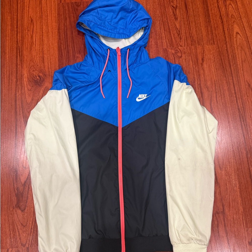Nike Men's Blue, Black, and Cream Windbreaker